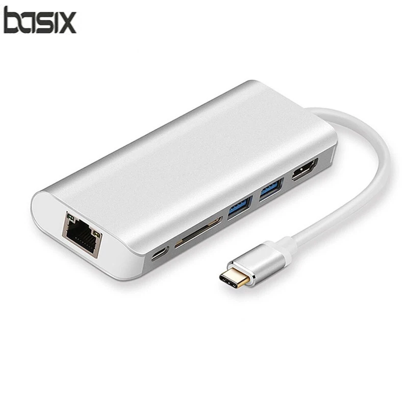 BASIX 6 in 1 USB 3.0 HUB USB 3.1 Type C to HDMI/USB 3.0/RJ45/SD/Type C Adapter Convertor For Macbook Pro Google Chromebook
BASIX 6 in 1 USB 3.0 HUB USB 3.1 Type C to HDMI/USB 3.0/RJ45/SD/Type C Adapter Convertor For Macbook Pro Google Chromebook