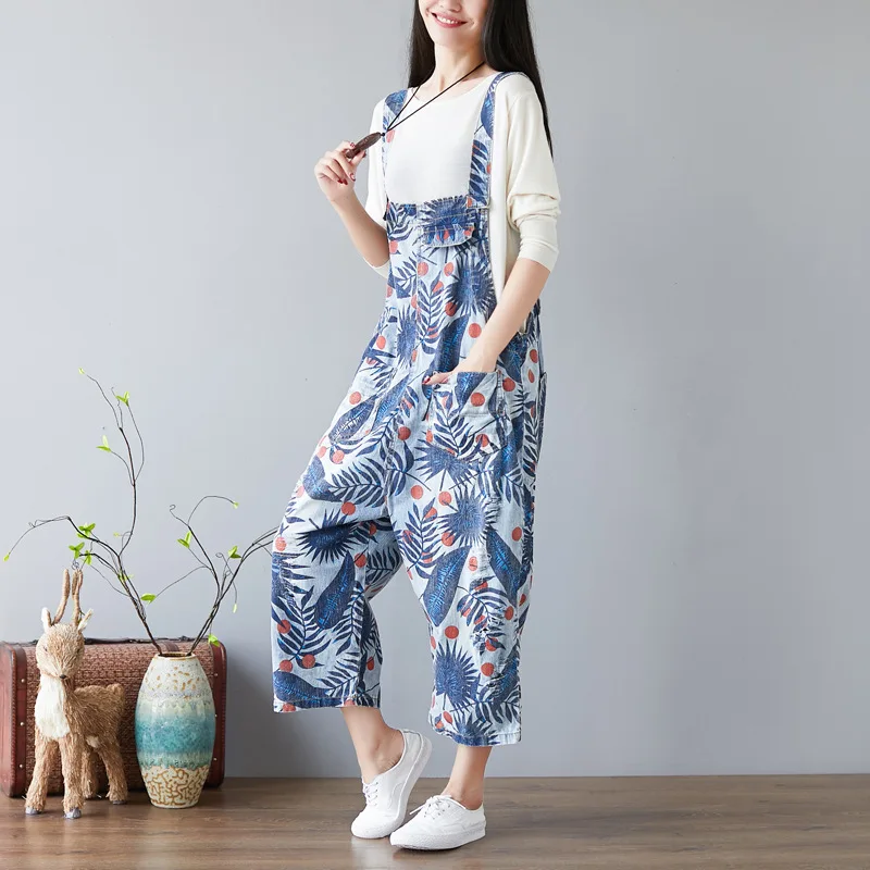 Women Leaves Print Fashion Denim Jumpsuits ladies Loose Preppy Style Overalls pants Female Bleached Jeans Rompers
Women Leaves Print Fashion Denim Jumpsuits ladies Loose Preppy Style Overalls pants Female Bleached Jeans Rompers
