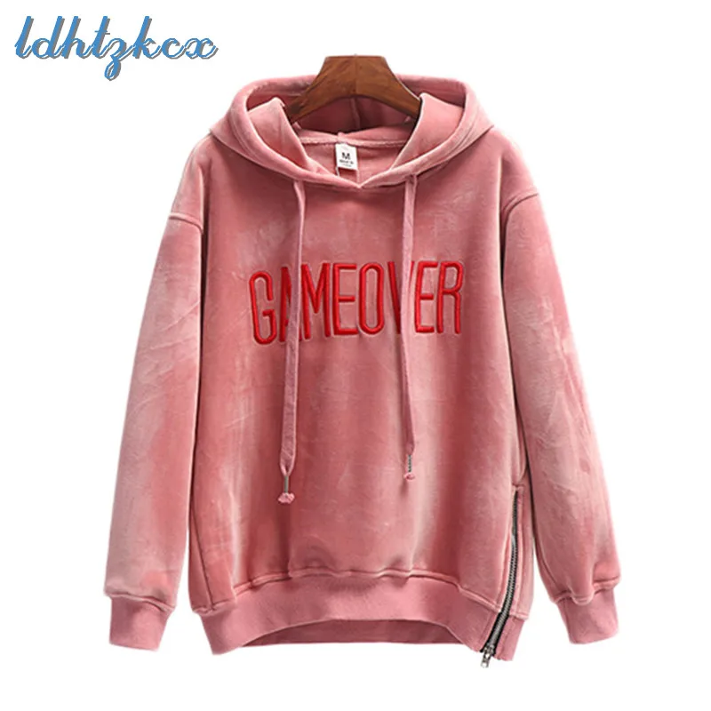 LDHTZKCX Long Sleeve Letter Hooded Hoodies Women 2018 Autumn-winter New Fashion Casual Loose BF Plus Velvet Hooded Hoodies LD467
LDHTZKCX Long Sleeve Letter Hooded Hoodies Women 2018 Autumn-winter New Fashion Casual Loose BF Plus Velvet Hooded Hoodies LD467