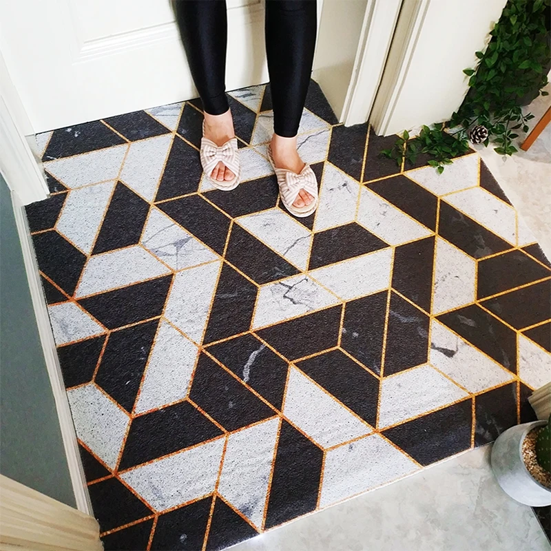 PVC Silk Loop Dust-proof Printed Doormat Marble Geometry Black Golden Outdoor Door Mats Shoes Scraper for Bathroom Area Rugs
PVC Silk Loop Dust-proof Printed Doormat Marble Geometry Black Golden Outdoor Door Mats Shoes Scraper for Bathroom Area Rugs