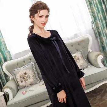 Winter Plush Nightdress Warm Bow Tie Blue Simple Thickened Nightgown Plus Size Sexy Dress Double-sided Velvet Household Clothes
Winter Plush Nightdress Warm Bow Tie Blue Simple Thickened Nightgown Plus Size Sexy Dress Double-sided Velvet Household Clothes