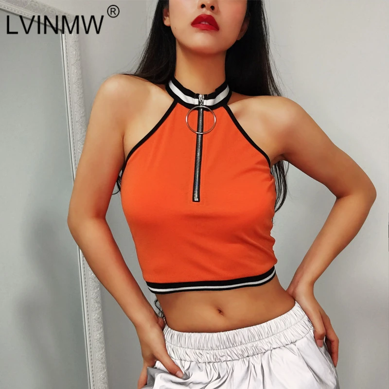 LVINMW Sexy Orange O-Neck zipper Patchwork Crop Tops 2019 Summer Women Off Shoulder Backless tank tops Female streetwear Tops
LVINMW Sexy Orange O-Neck zipper Patchwork Crop Tops 2019 Summer Women Off Shoulder Backless tank tops Female streetwear Tops