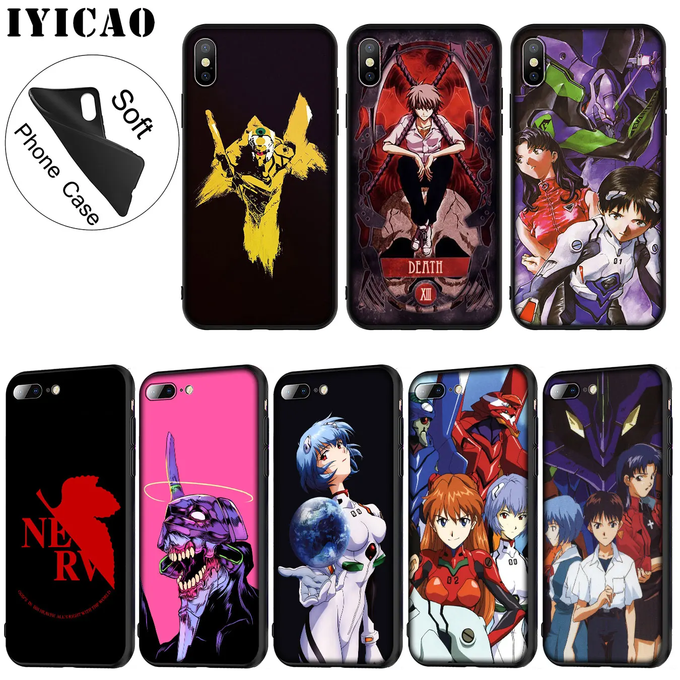 IYICAO Neon Genesis Evangelion EVA Soft Silicone Phone Case for iPhone XR X XS 11 Pro Max 6 6S 7 8 Plus 5 5S SE TPU Black Cover
IYICAO Neon Genesis Evangelion EVA Soft Silicone Phone Case for iPhone XR X XS 11 Pro Max 6 6S 7 8 Plus 5 5S SE TPU Black Cover