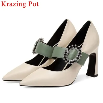 2019 European style high heels sexy pointed toe metal buckle strap natural leather office lady limited customization shoes L90
2019 European style high heels sexy pointed toe metal buckle strap natural leather office lady limited customization shoes L90