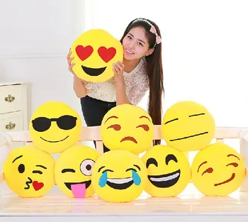 

Hot Cushion Cute Lovely Emoji Smiley Pillows Cartoon Facial QQ Expression Cushion Pillows Yellow Round Pillow Stuffed Plush Toy