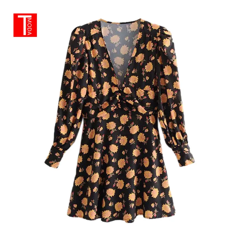 2018 Autumn Vintage Unique Floral Printed Women Dress Long Sleeve V Neck Slim A-line Dress Elegant Lady Autumn Mini Vestidos
2018 Autumn Vintage Unique Floral Printed Women Dress Long Sleeve V Neck Slim A-line Dress Elegant Lady Autumn Mini Vestidos