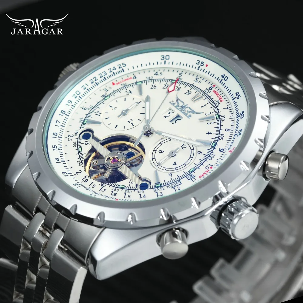 JARAGAR Military Tourbillon Mechanical Watch Men Stainless Steel Strap Skeleton 2 Dial Date Fashion Business Writs Watches
JARAGAR Military Tourbillon Mechanical Watch Men Stainless Steel Strap Skeleton 2 Dial Date Fashion Business Writs Watches