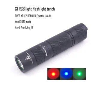 

Manta Ray S1 Mini hunting flashlight torch, with CREE XP-E2 Red Green Blue light LED inside,AA or 14500 battery power supply
