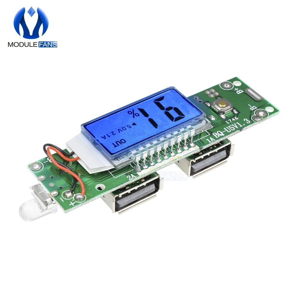 Double Dual USB Mobile Power Bank Charger Module Digital LCD Display 18650 Lithium Battery Charging Board For Phone 5V 1A 2A
Double Dual USB Mobile Power Bank Charger Module Digital LCD Display 18650 Lithium Battery Charging Board For Phone 5V 1A 2A
