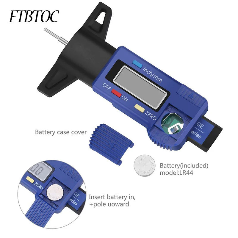 FTBTOC Car Tyre Tread Depth Tester Gauge 0-25.4mm Meter Measurer Tool Caliper Digital LCD Display | Инструменты