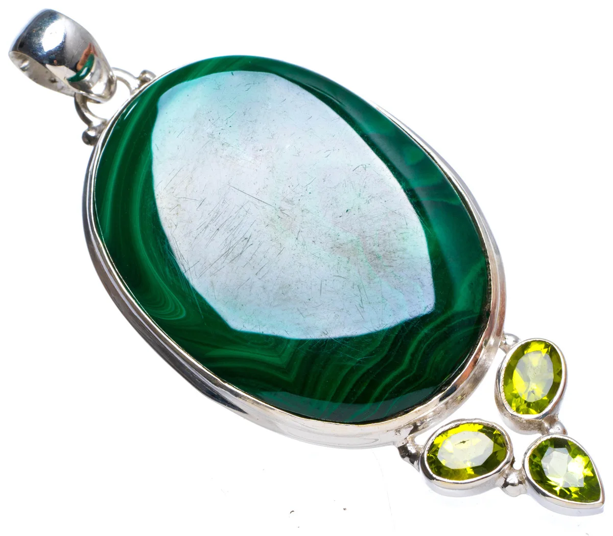 Natural Malachite and Peridot Handmade Unique 925 Sterling Silver Pendant 2.5" X1140
Natural Malachite and Peridot Handmade Unique 925 Sterling Silver Pendant 2.5" X1140