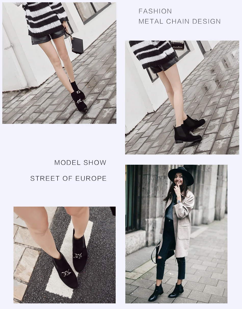 Donna-in kid suede ankle boots fashion metallic chains genuine leather women boots 1608-N5 (1-1) (5)
