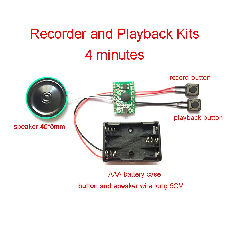 

4 minute Recording and Playback Voice IC Chip Sound Module DIY Kits Recorder Record Play Pen Talking Music Gifts Plush Toy Card