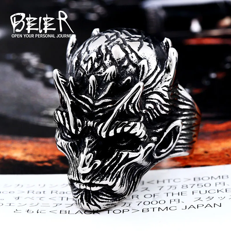 BEIER 316L Stainless Steel Game of the power Devil big Boss Men's Ring Good and evil ice wolf house High quality jewelry
BEIER 316L Stainless Steel Game of the power Devil big Boss Men's Ring Good and evil ice wolf house High quality jewelry