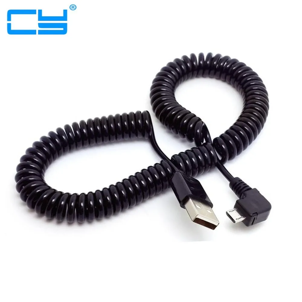 3M/10FT 90 degree right elbow Spring Coiled USB 2.0 Male to Micro Data Sync Charger Cable for Android mobile phones | Компьютеры и