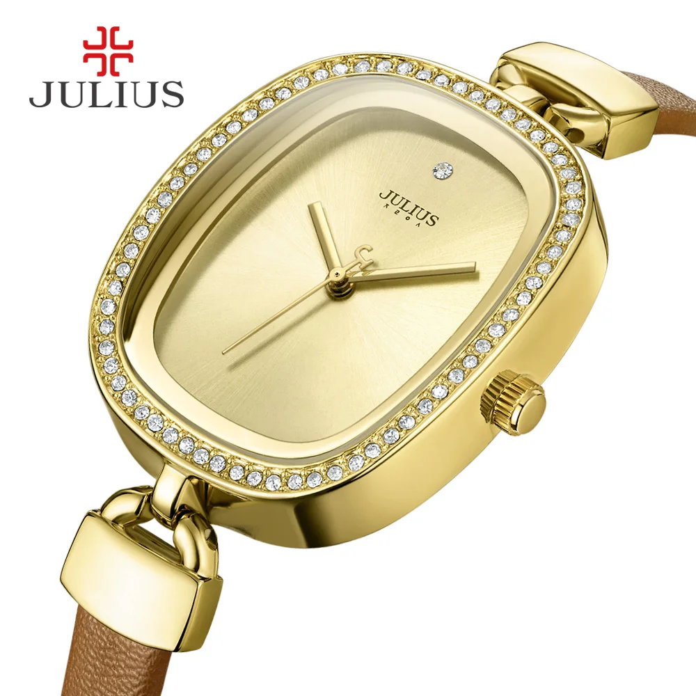 JULIUS 2017 новые брендовые модные женские часы кварцевые со стразами женское платье