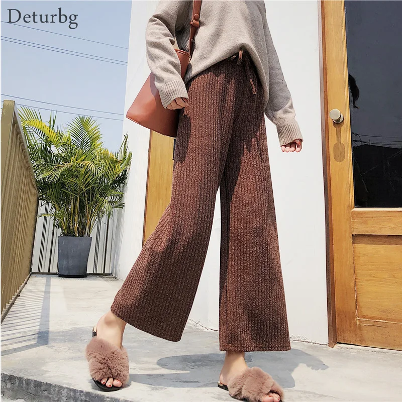 Korean Women Shadow Stripe Wide Leg Pants Female Casual Harajuku Knitted Lace-up Black Loose Pants Trousers 2019 Spring New PA47
Korean Women Shadow Stripe Wide Leg Pants Female Casual Harajuku Knitted Lace-up Black Loose Pants Trousers 2019 Spring New PA47