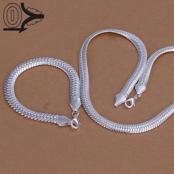 Hot Sale Silver Plated Jewelry Set,Cheap Bridal Party Sets,10M Flat Snake Chain Fashion Silver Necklace Bracelet Two piece
Hot Sale Silver Plated Jewelry Set,Cheap Bridal Party Sets,10M Flat Snake Chain Fashion Silver Necklace Bracelet Two piece