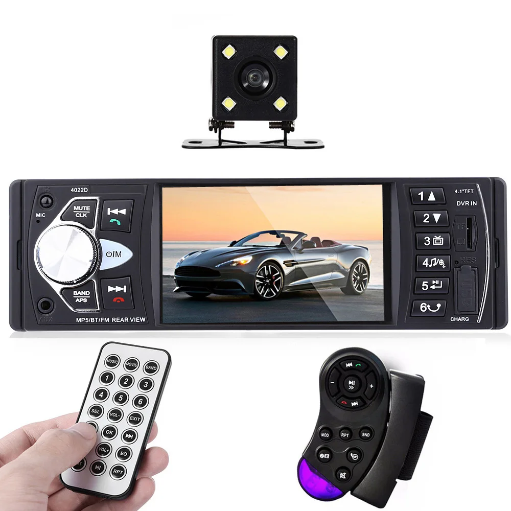 Car Radio MP5 Player 4.1 Inch Car MP4 Player Bluetooth 2.0 FM Transmitter Stereo Audio with Remote Control Rear View Camera
Car Radio MP5 Player 4.1 Inch Car MP4 Player Bluetooth 2.0 FM Transmitter Stereo Audio with Remote Control Rear View Camera