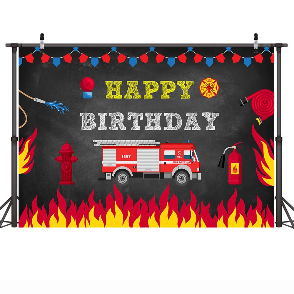 Birthday Party Photography Background for Boys Fire Truck Banner Backdrop Black Theme Background for Photo Studio
Birthday Party Photography Background for Boys Fire Truck Banner Backdrop Black Theme Background for Photo Studio