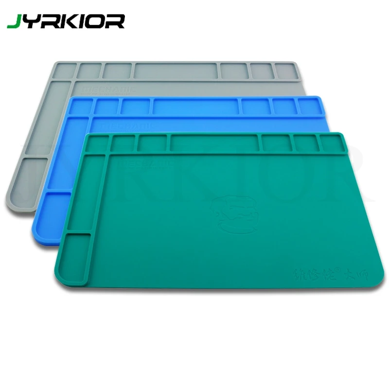 Jyrkior 475*335*9mm Master Grade Heat insulation Working Mat Silicone Pad for Soldering Iron,Heat Gun,Soldering Station Platform
Jyrkior 475*335*9mm Master Grade Heat insulation Working Mat Silicone Pad for Soldering Iron,Heat Gun,Soldering Station Platform