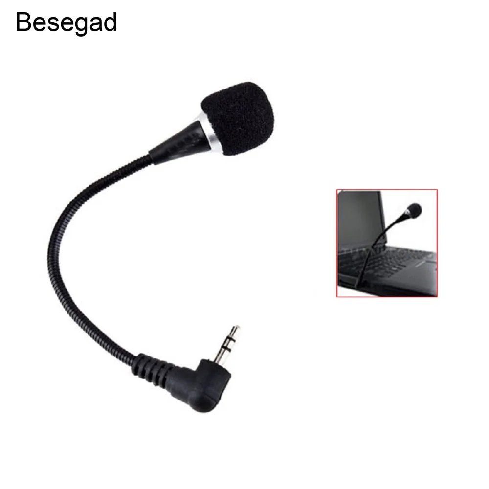 

Besegad Mini 3.5mm Jack Plug Wired Flexible Audio Microphone Mikrofon Microfone Mic for Computer Laptop Notebook Tablet PC Skype