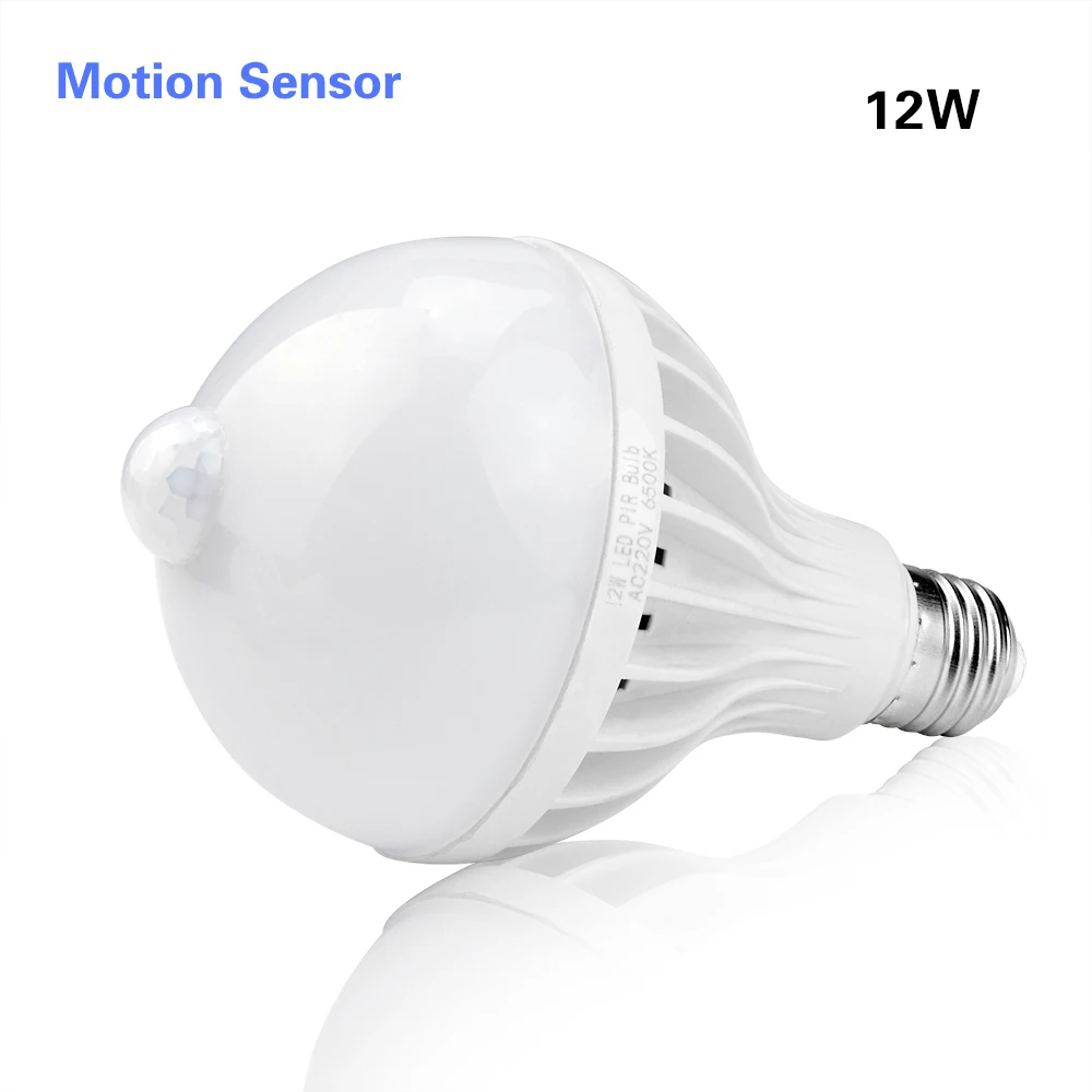 Светодиодная лампа E27 белого света с датчиком движения 3/5/7/9/12 Вт 220 В|night light|hallway night