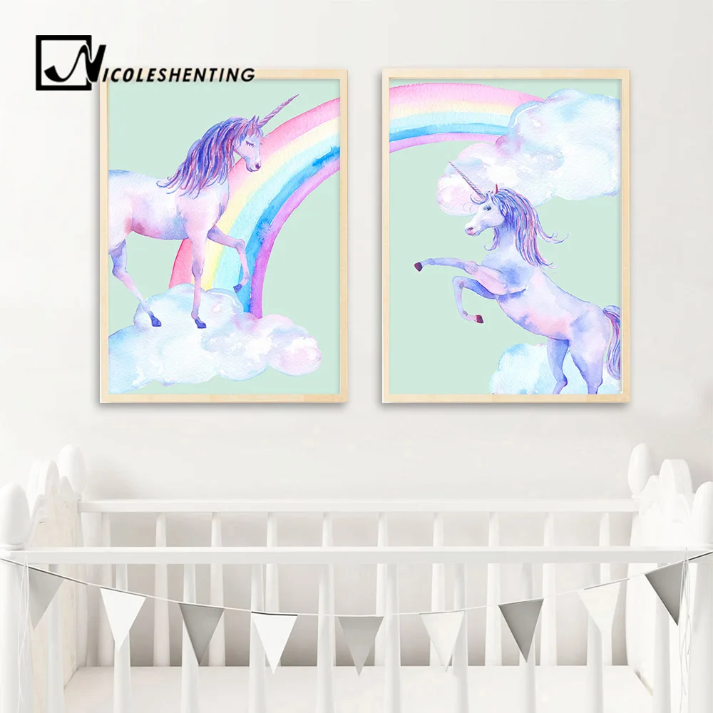 Rainbow Unicorn Posters and Prints Watercolor Pegasus Painting Kawaii Wall Art Decorative Picture Nordic Style Kids Decoration
Rainbow Unicorn Posters and Prints Watercolor Pegasus Painting Kawaii Wall Art Decorative Picture Nordic Style Kids Decoration