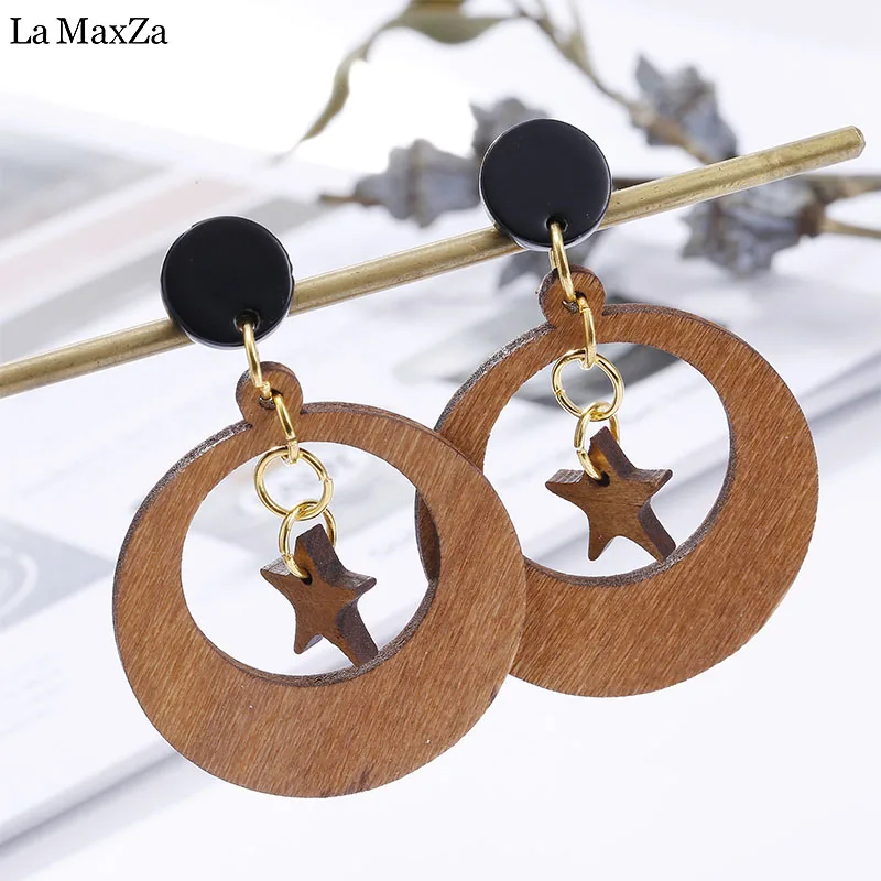 Natural Wood Earring Wooden Earrings For Women Exaggerated Statement Star Hollow Round Stud Earrings Girls Fashion Jewelry
Natural Wood Earring Wooden Earrings For Women Exaggerated Statement Star Hollow Round Stud Earrings Girls Fashion Jewelry