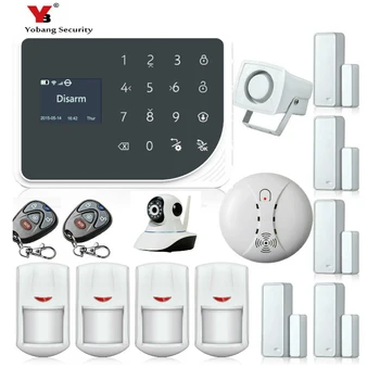 

Yobang Security WiFi Alarm GSM GPRS SMS Wireless Home Security Intruder Alarm System with HD Wifi IP Camera Smoke Detector
