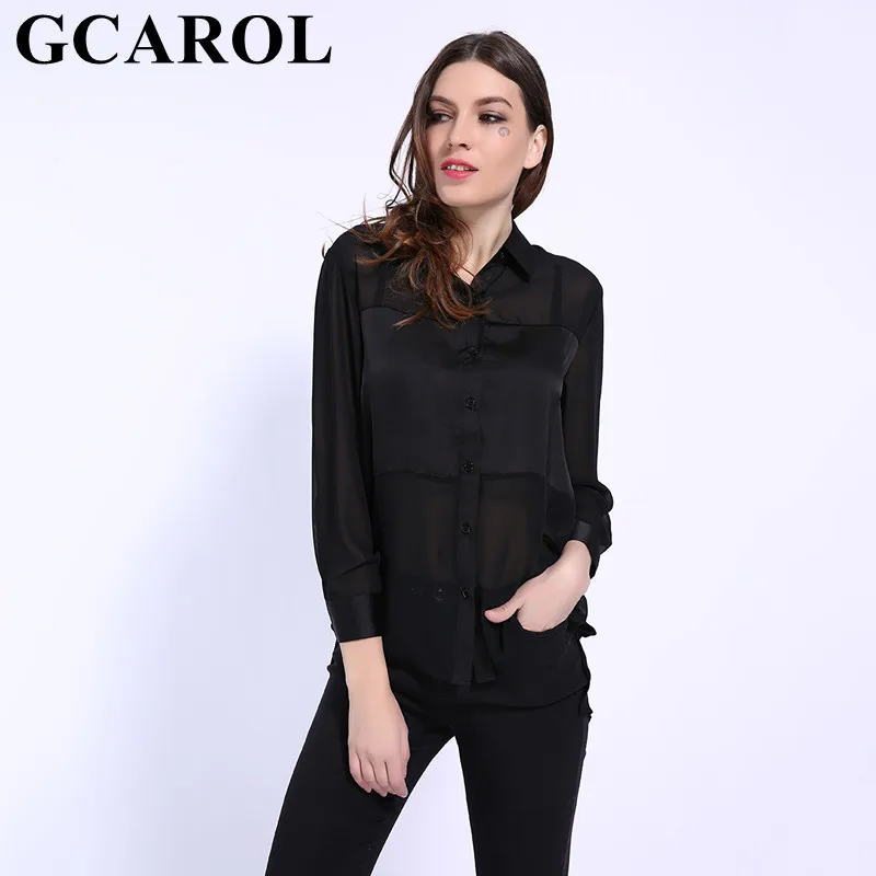 GCAROL 2019 Early Spring Women Satin Chiffon Spliced Blouse Turn-Down Collar Oversize Shirt Asymmetric Black Casual Tops
GCAROL 2019 Early Spring Women Satin Chiffon Spliced Blouse Turn-Down Collar Oversize Shirt Asymmetric Black Casual Tops
