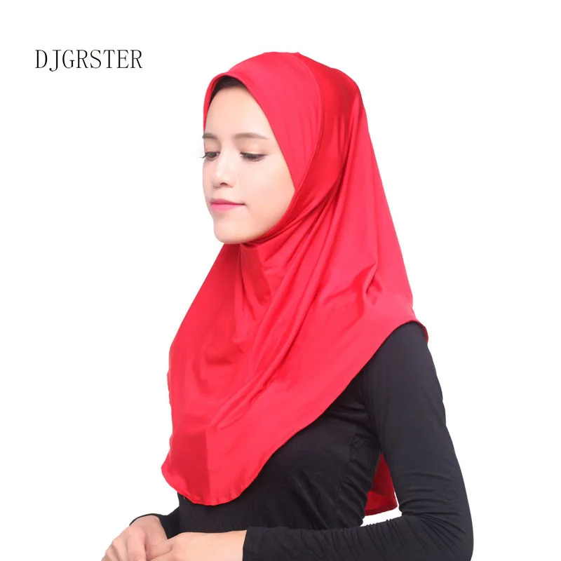 DJGRSTER мусульманский хиджаб тюрбан Джерси женский черный ниндзя головной платок