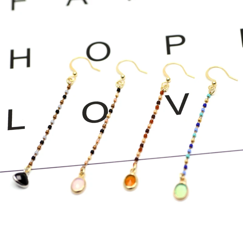 Single long tassel earring 001