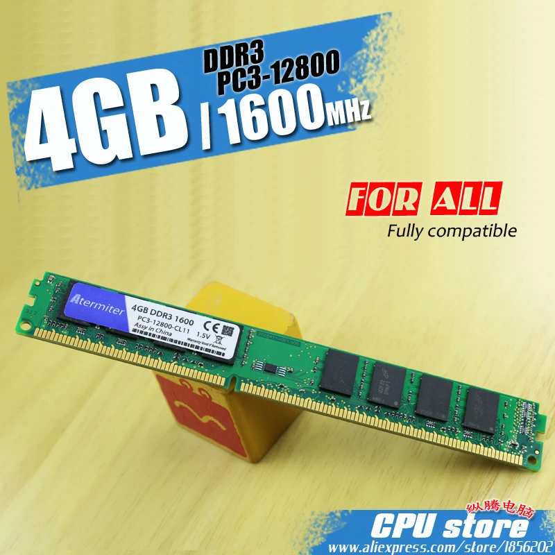 

New 4GB DDR3 PC3-12800 1600MHz For Desktop PC DIMM Memory RAM 240 pins (For intel amd) Fully compatible System High Compatible