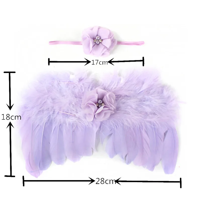 

Fashion Newborn Baby Kids Feather Lace Headband & Angel Wings Flowers Photo Props newborn photography props