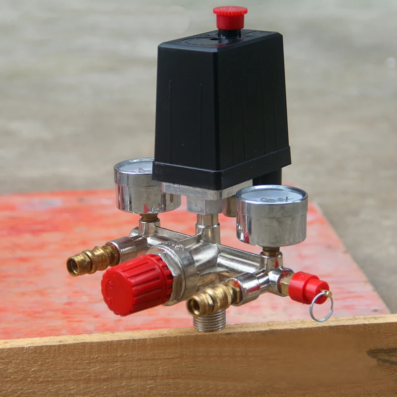 230V Heavy Duty Air Compressor Pump Pressure Control Switch 1 Port Pressure Valve Switch Manifold Relief Regulator with Gauge
230V Heavy Duty Air Compressor Pump Pressure Control Switch 1 Port Pressure Valve Switch Manifold Relief Regulator with Gauge