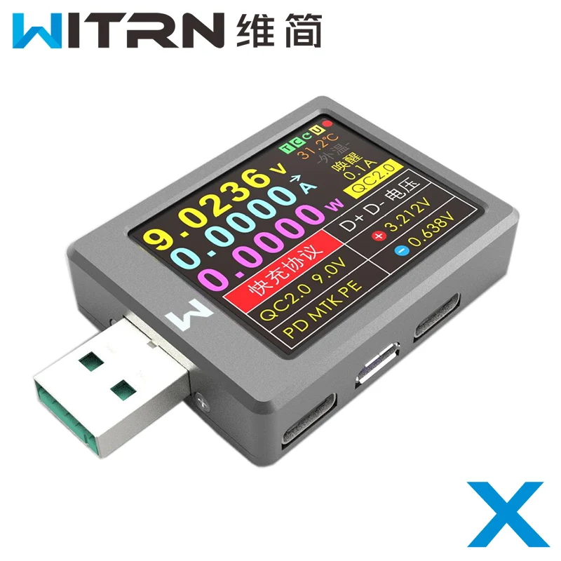 

WITRN-X-MFI Current Voltmeter USB Tester QC4+ PD3.0 2.0 PPS Fast Charge Protocol Capacity