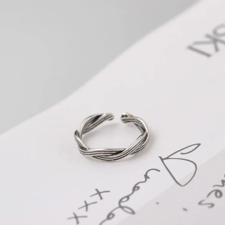 925 Sterling-silver-jewelry Handmade Vintage Twist Shape Open Rings For Women High Quality Lady Bague Femme
925 Sterling-silver-jewelry Handmade Vintage Twist Shape Open Rings For Women High Quality Lady Bague Femme