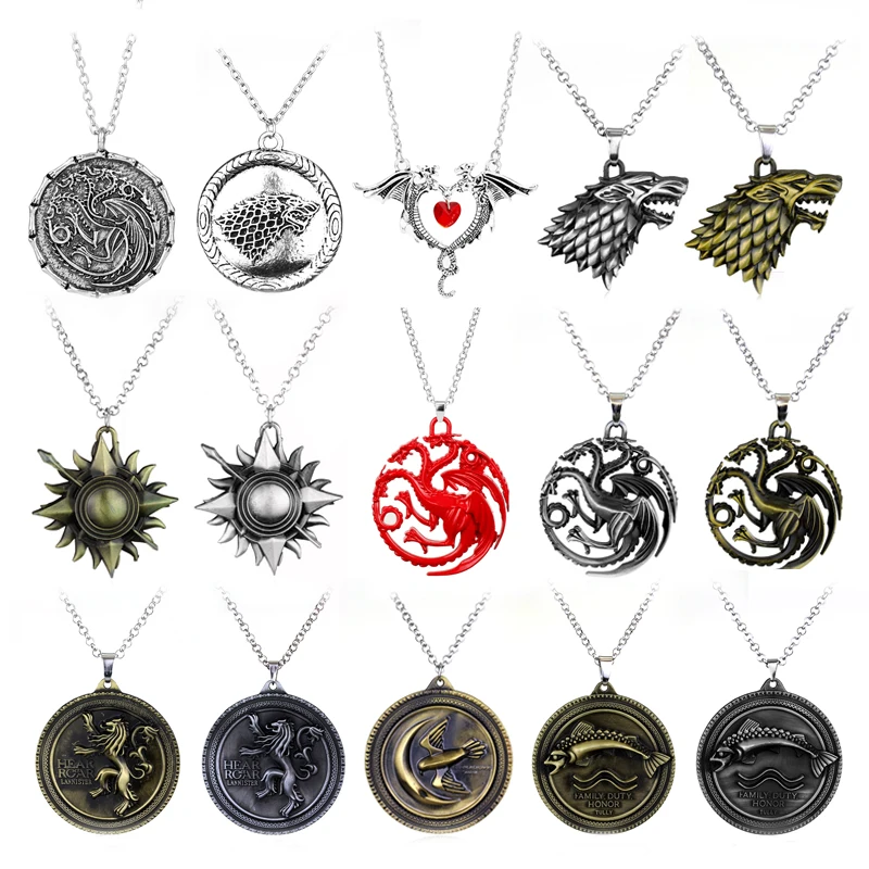 Movie Jewelry HBO's Game OF Thrones Pendant Necklace House Targaryen Stark Baratheon Arryn Greyjoy Family Members Necklace Gift
Movie Jewelry HBO's Game OF Thrones Pendant Necklace House Targaryen Stark Baratheon Arryn Greyjoy Family Members Necklace Gift