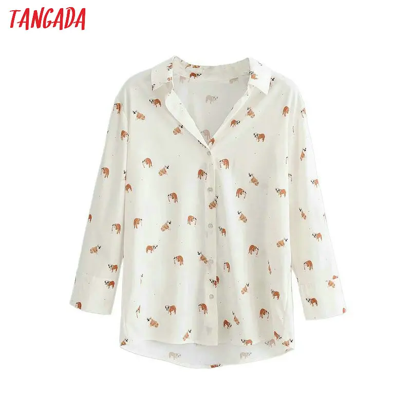 Tangada fashion women blouse cute dog print shirts button turn down collar long sleeve shirt cozy brand top TC05
Tangada fashion women blouse cute dog print shirts button turn down collar long sleeve shirt cozy brand top TC05