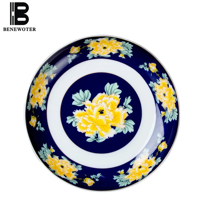 

8 inch Jingdezhen Ceramics Tableware Chinese Peony Flower Dinner Plates Blue and White Porcelain Western Plate Steak Pasta Dish