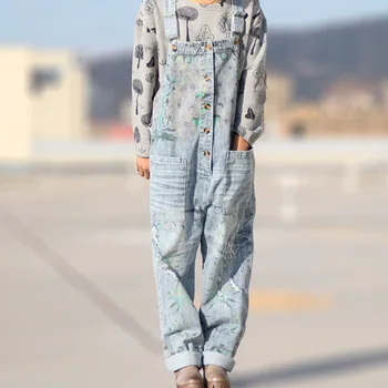 Women 2019 Summer Leisure Loose Plus Size Denim Jumpsuits Overalls Ankle-length Strap Floral Print Denim Trousers 020710
Women 2019 Summer Leisure Loose Plus Size Denim Jumpsuits Overalls Ankle-length Strap Floral Print Denim Trousers 020710