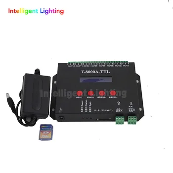 LED pixel T-8000A controller with SD Card can control max 1024 with 8ports for led strip 
LED pixel T-8000A controller with SD Card can control max 1024 with 8ports for led strip