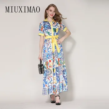 2018 High Quality Spring Newest Fashion Turn-down Collar Short Sleeve Elegant Print A-Line Ankle-Length Long Dress Women
2018 High Quality Spring Newest Fashion Turn-down Collar Short Sleeve Elegant Print A-Line Ankle-Length Long Dress Women