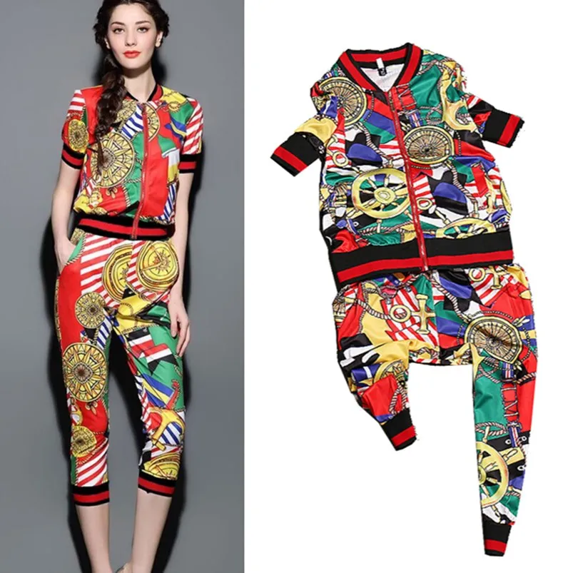 2019 New Spring Summer Pants Suits Casual Twinset Tracksuit Vintage Floral Print Baseball Tops Coat And Harem Pants Set CC088
2019 New Spring Summer Pants Suits Casual Twinset Tracksuit Vintage Floral Print Baseball Tops Coat And Harem Pants Set CC088