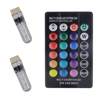2pcs/set 12V LED T10 W5W 5050 SMD 1.2W Auto Car RGB LED Interior Dome Wedge Reading Light Strobe Lamp Bulb With Remote Control 
2pcs/set 12V LED T10 W5W 5050 SMD 1.2W Auto Car RGB LED Interior Dome Wedge Reading Light Strobe Lamp Bulb With Remote Control