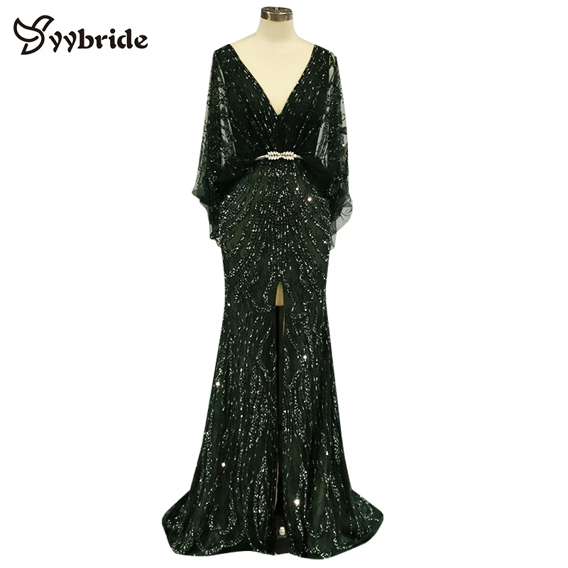 Surmount yybride Customized V-neck Mermaid Prom Dress Dark Green Batwing Sleeve Back V-neck Intermediate Split Evening Dresses
Surmount yybride Customized V-neck Mermaid Prom Dress Dark Green Batwing Sleeve Back V-neck Intermediate Split Evening Dresses