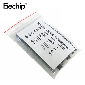 260pcs Rectifier Diodes Assorted Kit 22values total M1 M2 M4 M7 S2M RS1M US1M ES1D SS14 SS110 SS34 LL4148
260pcs Rectifier Diodes Assorted Kit 22values total M1 M2 M4 M7 S2M RS1M US1M ES1D SS14 SS110 SS34 LL4148