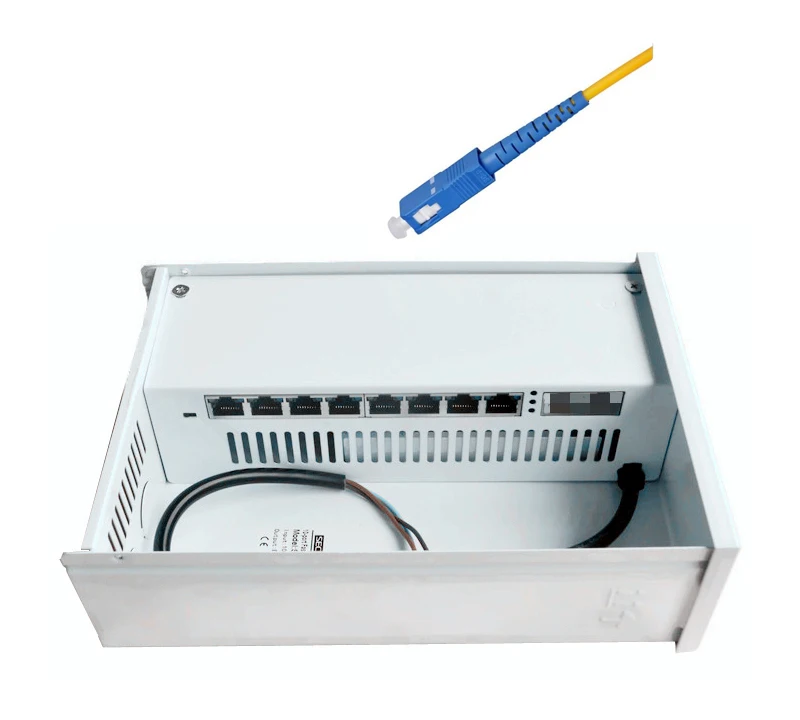 SECUPOE непромокаемый 8-портовый PoE коммутатор 10/100 м 1 порт SC Optic Uplink 802.3af/at встроенный
