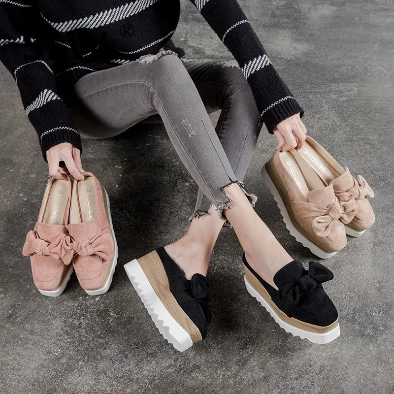 Butterfly-knot closed toe Metal Decoration outdoor women Wedges wedge allmatch slipper High Velvet Slides mules Flock Fashion
Butterfly-knot closed toe Metal Decoration outdoor women Wedges wedge allmatch slipper High Velvet Slides mules Flock Fashion